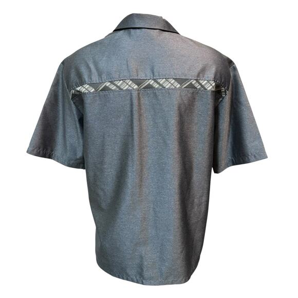 Michael Irvin 88 Shirt Sz M Silver Silk Blend Button Up Textured Geometric Retro - Picture 5 of 9